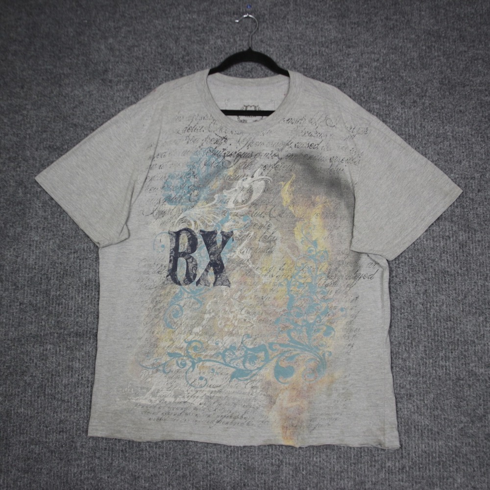 Brooklyn Express Mens 3X Gray Graphic Short Sleeve T Shirt Y2K Hip Hop Grunge